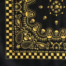 Load image into Gallery viewer, Black &amp; Yellow Skull Paisley Bandana